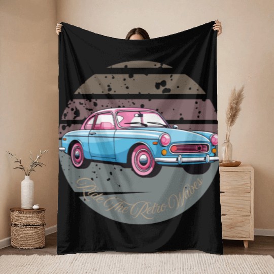 “Ride the Retro Vibes – Cruise Through Nostalgia” Throw Blankets