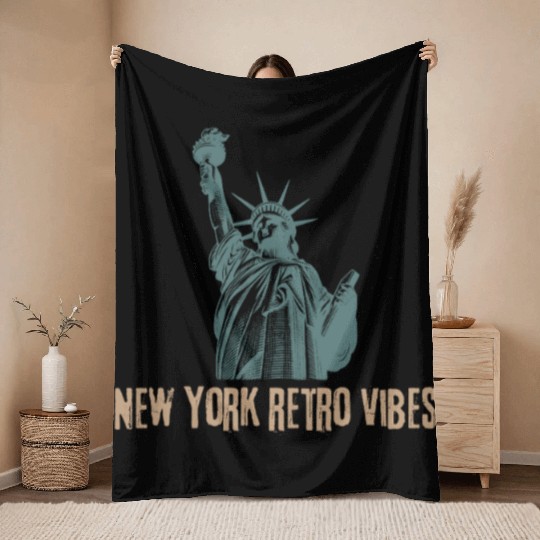 “New York Retro Vibes – Classic City Nostalgia” Throw Blankets