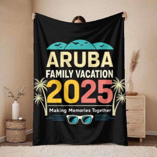 Aruba Family Vacation 2025 Throw Blankets