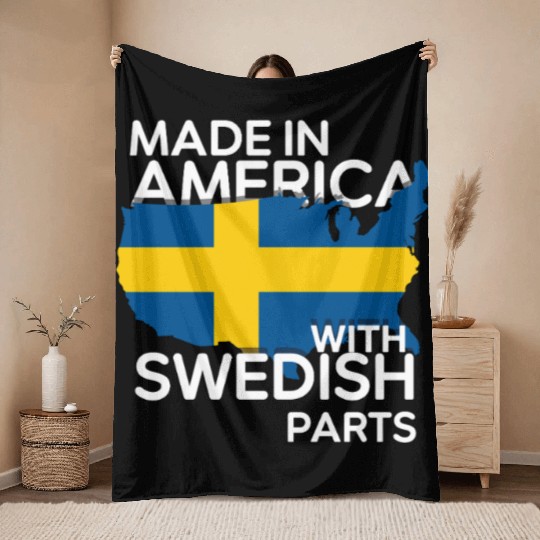 Made In America With Swedish Parts USA US Throw Blankets