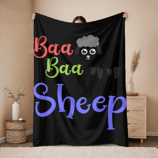 Baa Baa Black Sheep – Whimsical Nursery Rhyme Art Throw Blankets