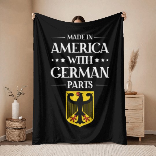 Made In America With German Parts US Throw Blankets