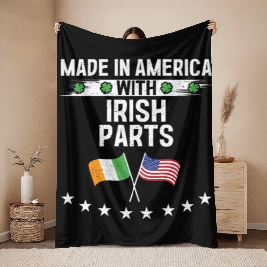 Made In America With Irish Parts Throw Blankets