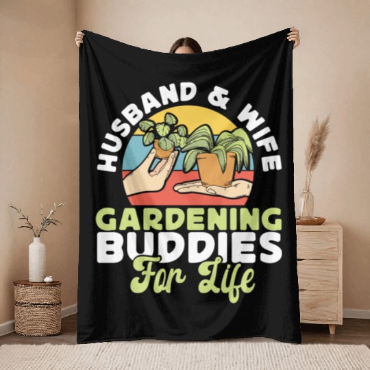 Plant Lover Gardening Husband Wife Throw Blankets