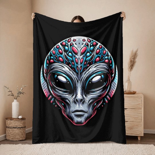 Mutant Grey Alien Throw Blankets