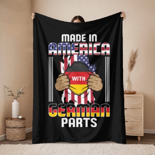 Made In America With German Parts USA Throw Blankets