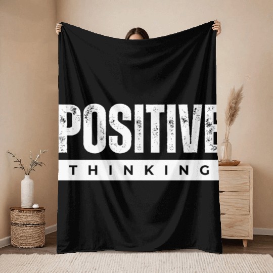 Positive Thinking Inspirational Quote Throw Blankets