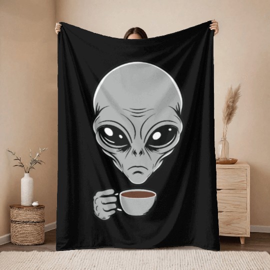 Grey Alien Throw Blankets