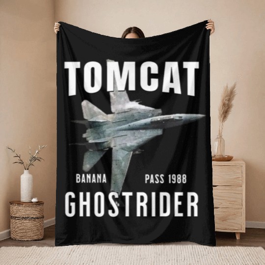F-14 TOMCAT Infamous Banana Pass USS America Throw Blankets