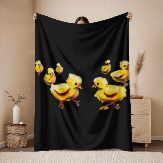 Panic of chickens Throw Blankets