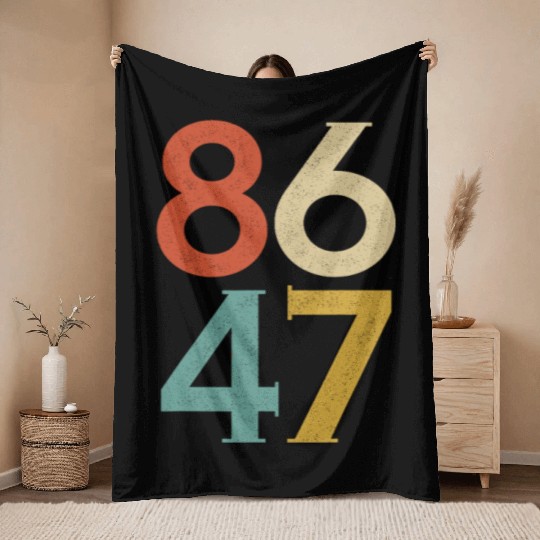 8647 Anti Trump Retro Vintage, 86 47 Throw Blankets
