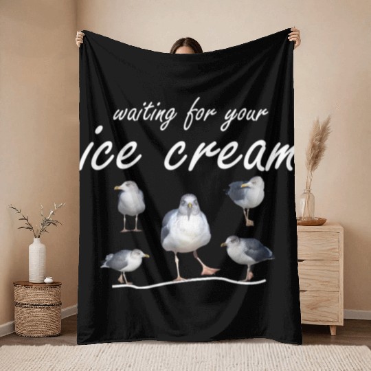 ice cream seagull sea sailing coast ocean Throw Blankets