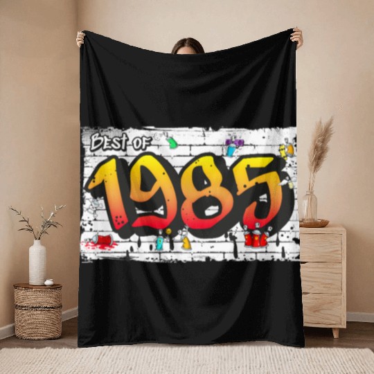 Best of 1985 Graffiti – 40 Years of Neon Nostalgia Throw Blankets