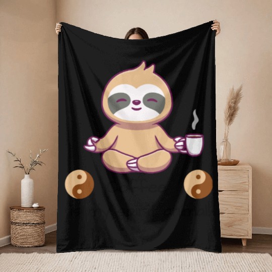 Coffee Is My Spirit Animally Sloth Throw Blankets