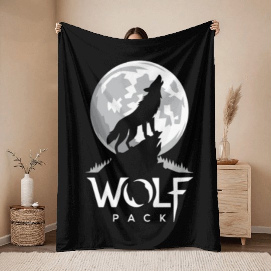 Wolf Pack Moon Howl Throw Blankets