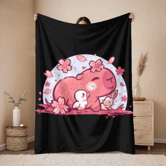 Pink Spring Friends Throw Blankets