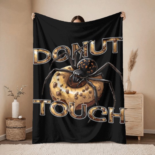 Donut Spider Funny Pun Throw Blankets