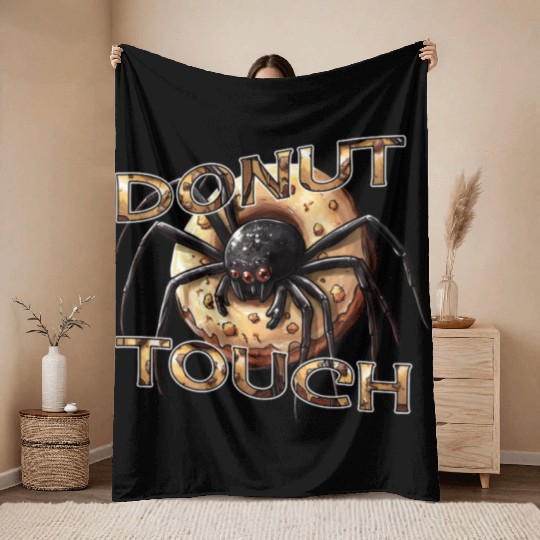 Donut Spider Funny Pun Throw Blankets