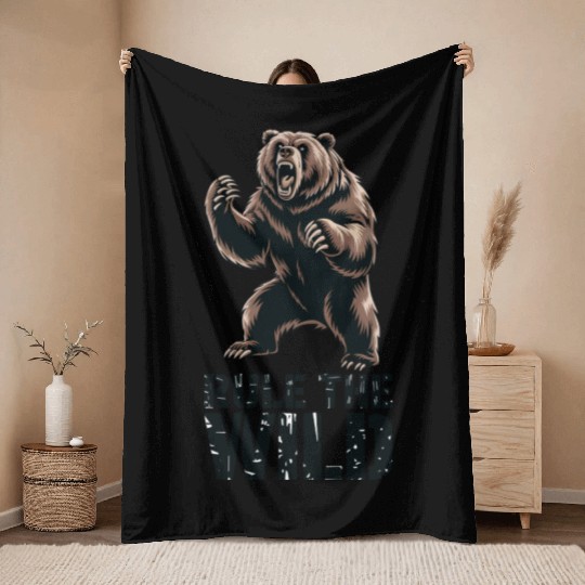 Wild Dominance: Roaring Grizzly Power Throw Blankets