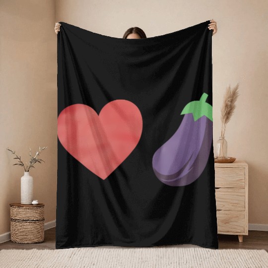 Love Eggplant Funny Gay LGBTQ Pride Throw Blankets