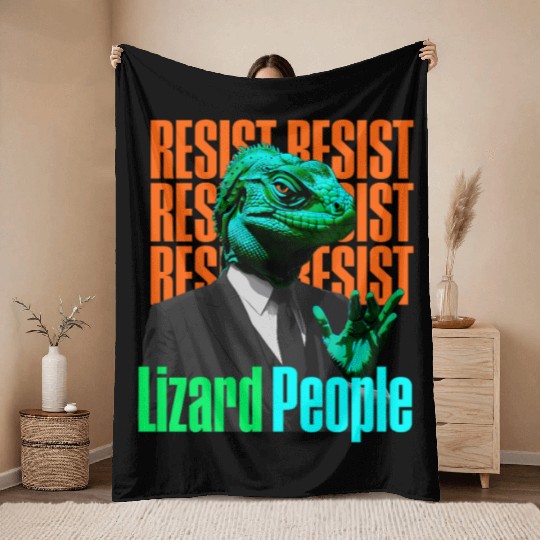 Resist Reptilians Lizard People Throw Blankets