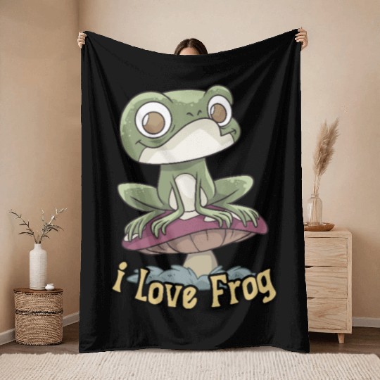 i love frog Throw Blankets