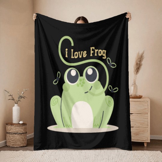 i love frog Throw Blankets