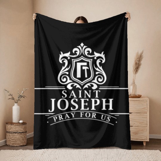 Consecration to St Joseph and Child Jesus Catholic Throw Blankets