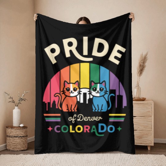 Pride of Dallas City Texas USA Rainbow Flag Throw Blankets