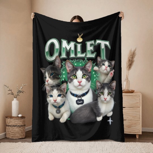 Vintage 90s Aesthetic Multi-Cat Graphic Throw Blankets