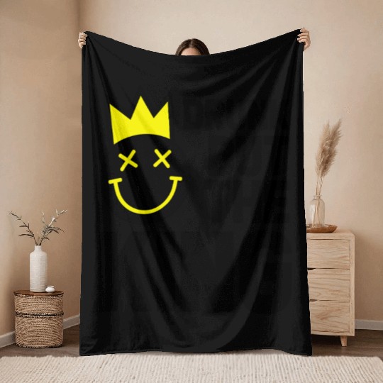 Drunk But The King Funny Party Outfit Throw Blankets