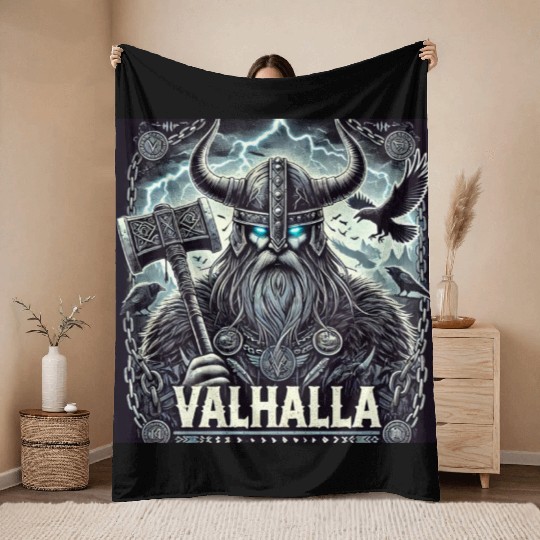 Valhalla Warrior Throw Blankets