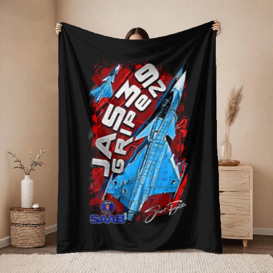 JAS39 Gripen Swedish Air Force Fighterjet Throw Blankets