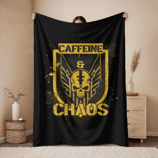 Caffeine & Chaos Throw Blankets