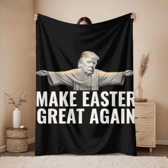 Make Easter Great Again Funny Trump Jesus Throw Blankets