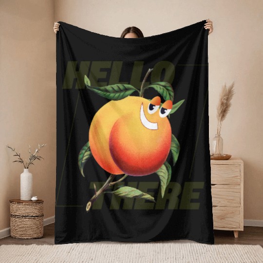 Hello There – Smiling Peach Flirt Graphic Throw Blankets