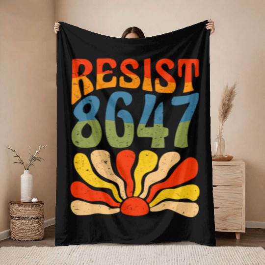 Retro Resistance Sunrise Throw Blankets