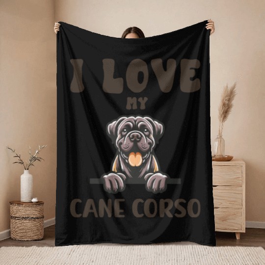 I Love My Cane Corso Throw Blankets