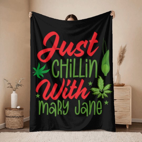 JUST CHILLIN WITH MARY JANE Throw Blankets