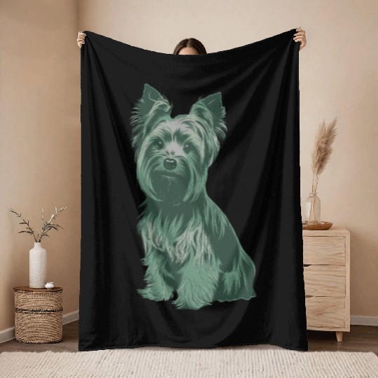 Charming Yorkshire Terrier Portrait for Dog Lovers Throw Blankets