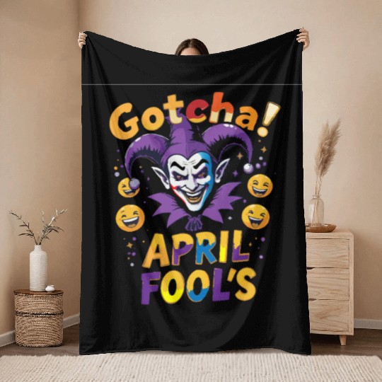 "Gotcha! April Fool’s – Funny Jester & Prank Throw Blankets
