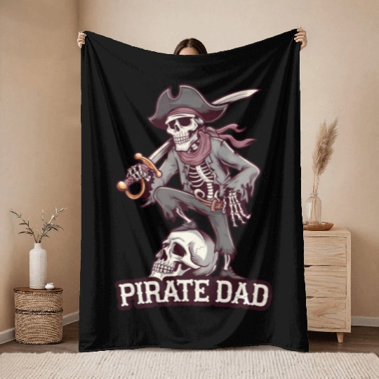 Pirate dad Throw Blankets