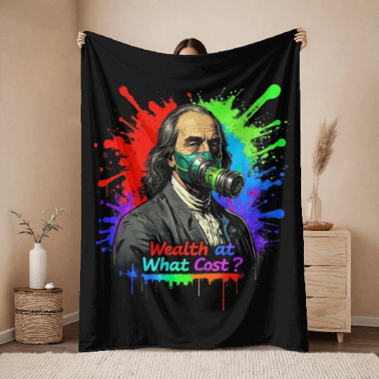 "Rich But Breathless: Wealth's Toxic Price" Throw Blankets