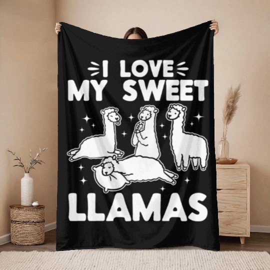 Alpaca Lover Llama Lover - I love my sweet Llamas Throw Blankets