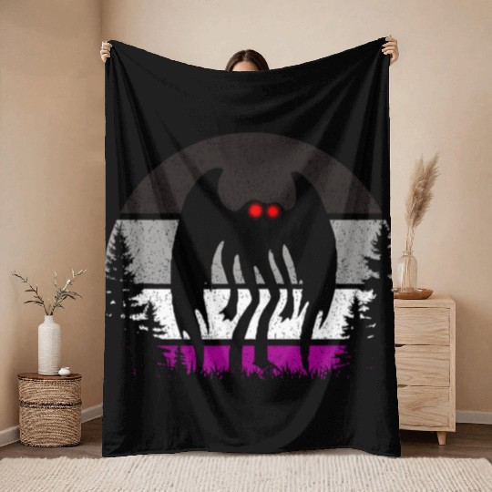 Retro ACE Mothman Asexual Pride Point pleasant Cry Throw Blankets