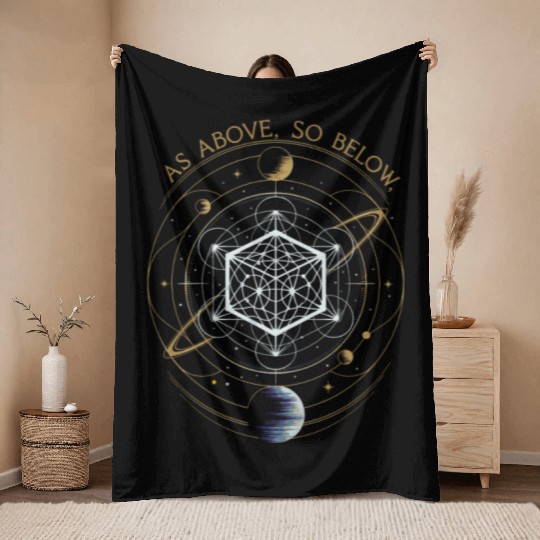 As Above, So Below - Sacred Geometry Throw Blankets