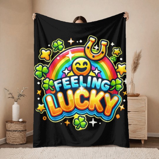 Feeling Lucky - Vibrant Celebration Design Throw Blankets