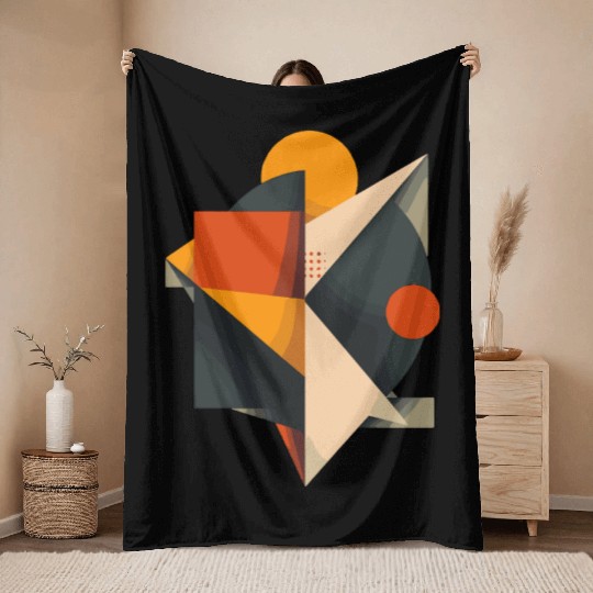 Modern Retro Geometric Composition Throw Blankets