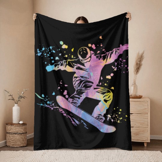 Snowboarder Snowboard Snowboarding Throw Blankets