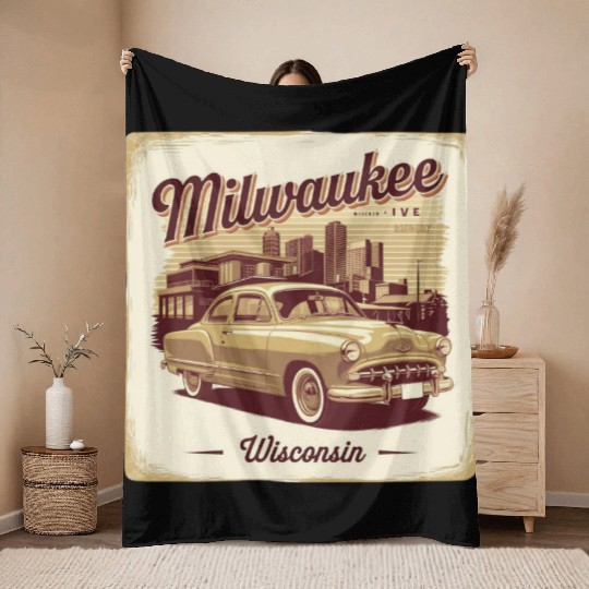 Milwaukee Souvenir and Travel Gift Idea Throw Blankets